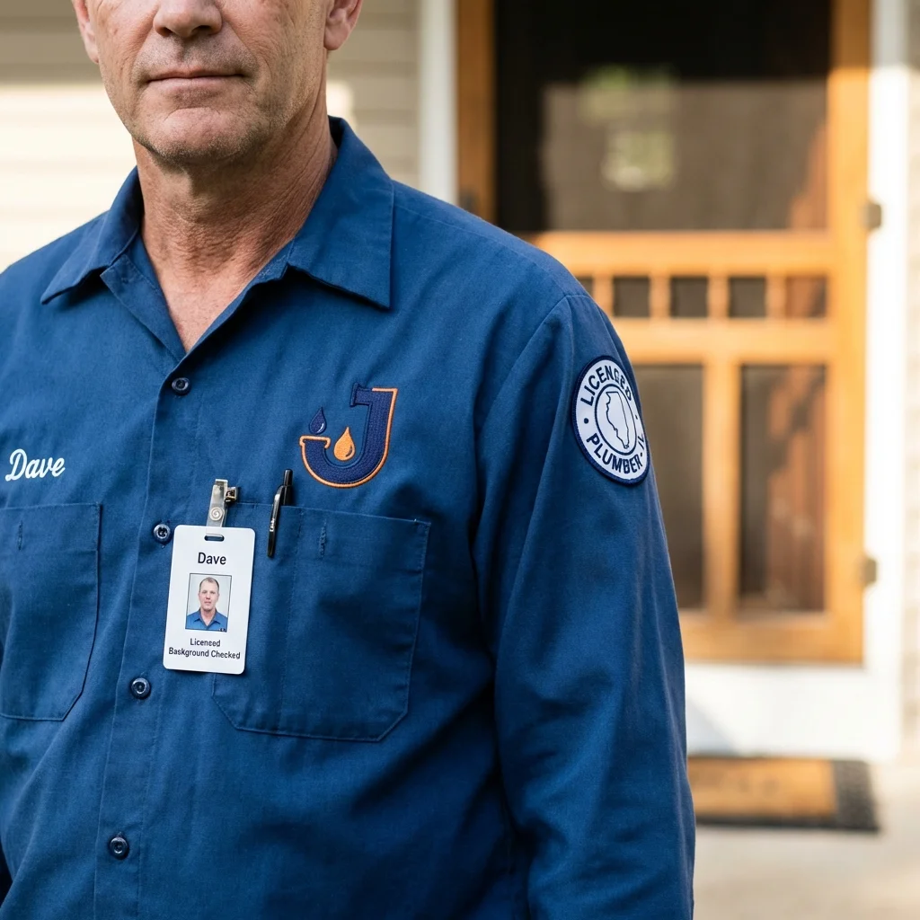 Licensed plumber showing ID badge in Monmouth Beach, NJ