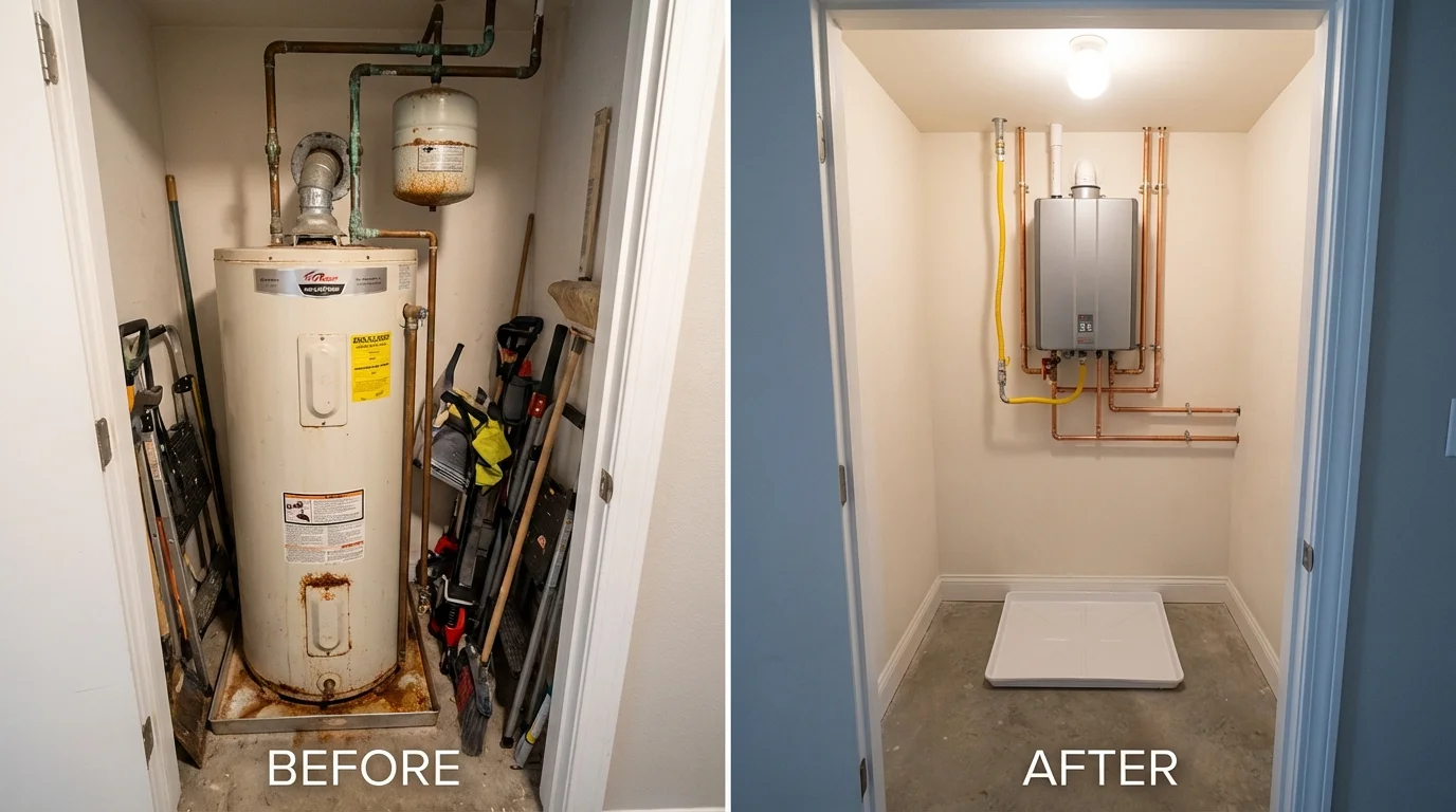 Tank water heater versus wall-mounted tankless unit comparison for Monmouth Beach, NJ homeowners